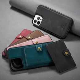 Retro Magnetic Split Card Mobiltelefon Väskor till iPhone 12Promax 12 11Pro XR 8Plus7 SE20 Ändra skyddande läderskal
