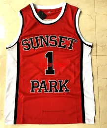 ! Mens Sunset Park #1 Basketball Jersey Red High School Movie Stitched Jerseys Size S-2XL