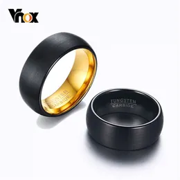 Vnox svart volframkarbid ringar för män 8mm bröllop band gränssnitt matt yta klassisk manlig allians smycken årsdag gåva 211217
