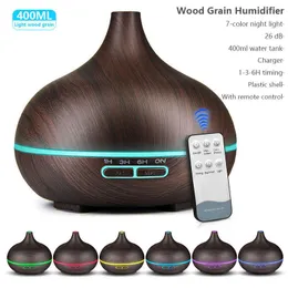 400ml remote control aroma oil diffuser wood electric humidifier ultrasonic xiomi air aromatherapy mist maker home 210724