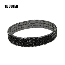 Promocja Prawdziwe Trendy Pulseira Feminina Bangles BrazaliaTes Pulseras Mujer Bridal Wedding Rhinestone Stretch Bransoletka 3 wiersz Q0719