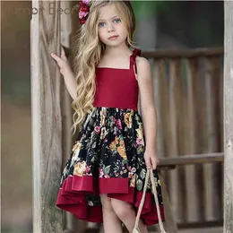 Girls Floral Patchwork Dress Summer Sleeveless Lace Backless Sling Party Princess Baby Children Clothes 210611