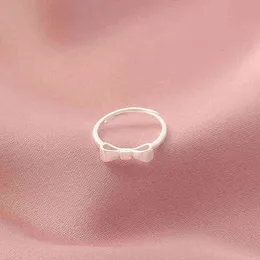 Women's 925 Silver Lovely Bowknot Ring Entry Lux INS Simple Style Senior Sense Adjustable Ring Fashion Cute Sweet Jewelry G1125