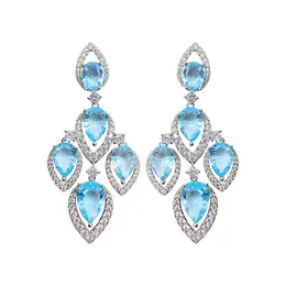 Shining Crystal Wedding Water Drop Dangler Luxury Jewelry Roamantic Sweet Bridal Pendant Earings Brand Earring