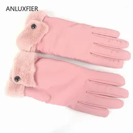 Five Fingers Gloves H9921 Glove Women Autumn Winter Warm Thermal Thickened Luvas Wind-proof Cold-proof Driving Simple Touch Screen Student H