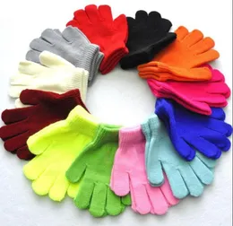 Children Winter Gloves Party Favor Solid Candy Color Boy Girl Acrylic Glove Kid Warm Knitted Finger Stretch Mitten Student Outdoor Gift
