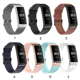 가죽 밴드 fitbit 충전 3 4 스마트 팔찌 밴드 스트랩 fitbit 충전 3 4 3E Geniune 시계 교체 도매