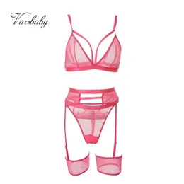 Set sexy Varsbaby Comodo completo femminile sexy in tre pezzi ultrasottile in pizzo morbido L2304