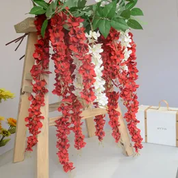 Dekoracje ślubne Jedwabny Kwiat Girlanda Sztuczny Kwiat Wisteria Winorośl Rattan na imprezę Home Garden Hotel Decor