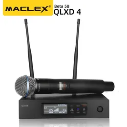 UHF QLXD4 Högkvalitativ profesional Dual True Diversity Wireless Microphone System Stage Performances Wireless Microphone 210610