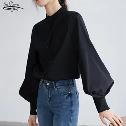 Blusas Mujer Fashion Women Shirt Lantern Long Sleeve Women Shirts Solid Stand Collar Blouse Womens Tops and Blouses 2516 50 210518