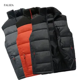 Faliza Mens Vest Jackor Ärmlös Vest Vinter Mäns Varm Vest Homme Casual Tinkad Waistcoat Chalecos Para Hombre 5xl MJ-M 211108