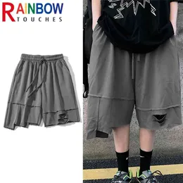 Rainbowtouches Shorts Men Street Hip Hop Pants s Hole Cotton Summer Casual Loose Board 210716