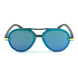 Barn oval runda pilot solglasögon coola UV400 glasögon Enkelt rent ramtäcke överdimensionella spegellinser fixa med nitar