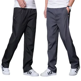 Mäns Snabbtorkande byxor Elastisk Midja Sommar Män Andningsbyxor Polyester Sportbyxor Mens Straight Sweatpants 210723