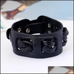 Link, Bracelets Jewelrylink, Chain European Punk Style Handmade Weave Bracelet Vintage Cow Leather Wide Bracelet1 Drop Delivery 2021 Hmmxd