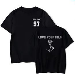 ラップモンスタージンレディースTシャツSUGA J-hopeジミンvジョン・クック愛を愛する肖像画コミック落書きKPOP原宿Shir