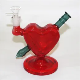 latest arrival 6" Hookahs Glass Water Bongs Colorful Pipes Heady Mini Pipe Dab Rigs heart shape Small Bubbler Beaker recycle oil rig