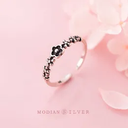 Spring Simple Stackable Flower Open Free Size Finger Rings for Women 925 Sterling Silver Vintage Plant Ring Fine Jewelry 210707