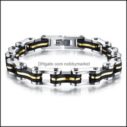 Länk, kedja Armband Smycken 316L Rostfritt stål Motorcykelkedjor Bangle Fashion Rider Motorcykelbiker för Mäns Punk Titanium Drop Deli