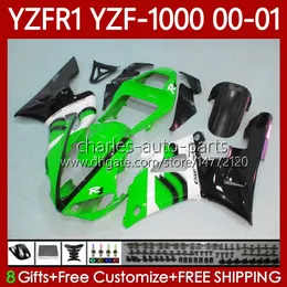 OEM Body Kit для Yamaha YZF-1000 YZF-R1 YZF 1000 CC R 1 2000 2001 2002 2003 Кузов 83NO.130 YZF R1 1000CC 00-03 YZF1000 Green Black YZFR1 00 01 02 03 Мотоцикле