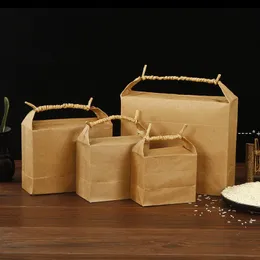 NEWRetro Standing Up Kraft Paper Bag Kraft Torby do pakowania kartonów dla ryżu Tea opakowanie żywności Przechowywanie Hurtownie RRD11644