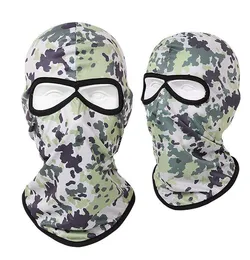 2 Hole Full Face protective Masks Summer ice silk Balaclava Hat Motorcycle Bike Hunting Cycling Cap Ski MilitaryTactical Sport Bicycle Face Mask Equipment