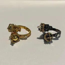 Mode dekadente Ästhetik Schädel Ring einzigartige Vintage Black Gun Gold Farbe Punk Schmuck für Frauen Männer Geschenk Cluster Ringe
