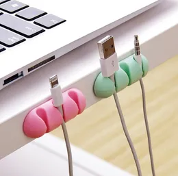 Adhesive Cable Winder Silicone Solid Color Cable Holder Desktop Wire Wrapped Cord Organizer Desk Set Office Accessories