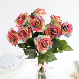 Flores decorativas grinaldas de estilo moderno rosa casamento artificial casa seda falsa flor festa diy decoração faux roses de natal
