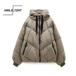 HWLZLTZHT Winter Warm Snow Women Hooded Parkas Down Jacket Cotton Padded Woman Coat Thicken Casual Parka 211013