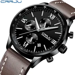 Crrju мужская роскошь бренд светящиеся наручные часы спортивные водонепроницаемые кварцевые творческие повседневные модные платья часы Relogio 210517