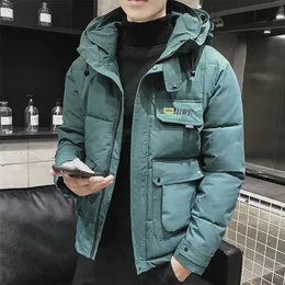 Winter Men Parka Big Pockets Casual Jacket Hooded Solid Color 5 colors Thicken And Warm hooded Outwear Coat Size 5XL 211216