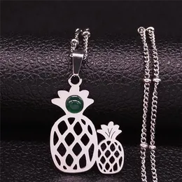 Naszyjniki wisiorek lato ananas ze stali nierdzewnej kamień naturalny naszyjnik Wmen srebrny kolor boho wakacje biżuteria bijoux femme nxs04