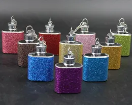 Högkvalitativ Sparkly Glitter Rostfritt Stål 1 oz Mini Pocket Liquor Hip Flask Portable för Outdoor grossist