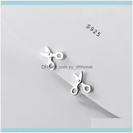 Stud Jewelrystud 100% Pure 925 Sterling Sier Cute Small Scissor Earrings Gift For School Girls Daughter Ear Tools Stylish Jewelry Drop Deliv