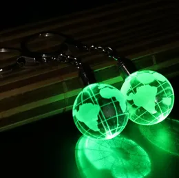 Blinkande Keychain Party Favor LED Glödande Mini Glass Earth Ball Pendant KeyRing Creative Lighted Up Holiday Sports Club Present