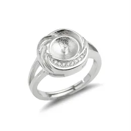 Solido 925 Sterling Silver Ring Settings Pearl Jewelry Base di montaggio Design per donne 5 pezzi