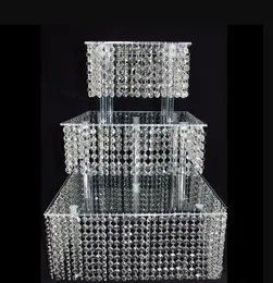 New Year Crystal Acrylic Wedding Cake Stand Dessert Table Cake Rack Wedding Centerpiece Cupcake Stand 3 layer squre