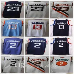 Ncaa College Kawhi 13 George Lou 2 Leonard Jersey Paul 23 Williams Blue White Black Cheap Retro Vintage