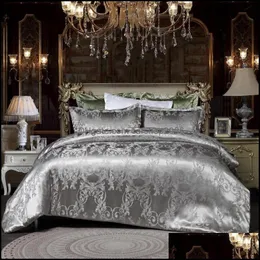 寝具セット用品ホームテキスタイル庭園高級セットClaroom Jacquard Duvet Er Silk Bed Linens King Quee Queen高品質の駐車場Del