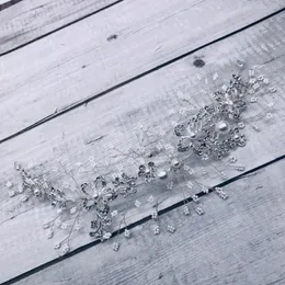 Hårklipp Barrettes bröllop pannband tillbehör brudhuvudbonad kristall pärla blommor hårband diademas para el pelo mujer