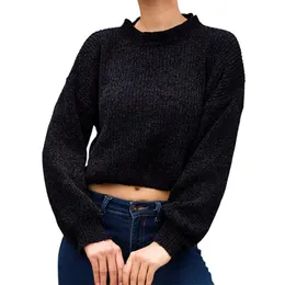 여자 스웨터 잘린 섹시한 스웨터 여자 풀오버 니트 스웨터 패션 솔리드 가을 겨울 옷 탑 슈터 Mujer Invierno 2021 D90