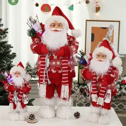 Röd Santa Claus Juldekorationer för hemmaår Barnens gåvor 60/45 / 30cm El Kaffebutik Fönster Ornament Navidad 211104