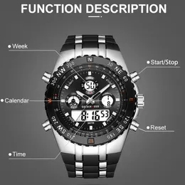 Ny Hot Säljare Goldenhour Herren Sportuhren Analog Digital Dual Display Herrenmode Outdoor Militär Schwarz Gummi Armbanduhr Leuchtuhr