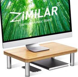 Monitor Stand Riser, Bamboo Computer Monitor Riser for Desk, Durable Riser Stand for Laptop, PC Screen, Printer, iMac, Home Office Desk Stands