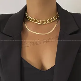 Modeketten Halskette für Frauen Twist Gold Silber Farbe Dicke Kette Grunge Stil Fee Kern Halsband Halskette Y2k Mädchen Schmuck