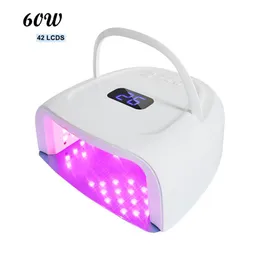 Högkraft Trådlös 60W LED UV Nail Lamp Rechargeable Wireless Art Dryer Gel Curing Light Manicure Red Dryers