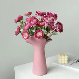 Wazony Nordic Luksusowy Ceramiczny Wazon Centerspectes na Wesela Kwiat Pot Rzemiosło Cute Salon Home Decoration Akcesoria