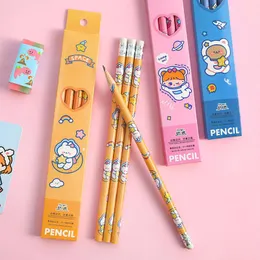 4pcs/set Sketch Pencil Wooden Lead Pencils HB Pencil With Eraser Children Drawing School Writing Stationery Kids Gift Party Reward Supplies